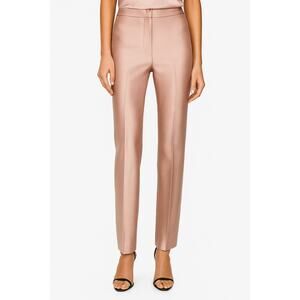 NWT Alexander McQueen Duchesse Straight Leg Silk Pants Rose Pink IT 36 US XXS